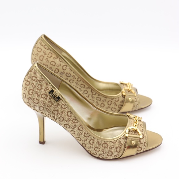 Guess Gold Logo Open-Toe pumps heels - Picture 2 of 5